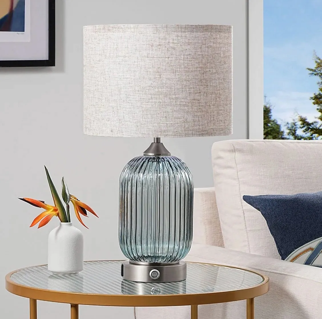 Glass Base Touch-Dimmer Table Lamp — 1