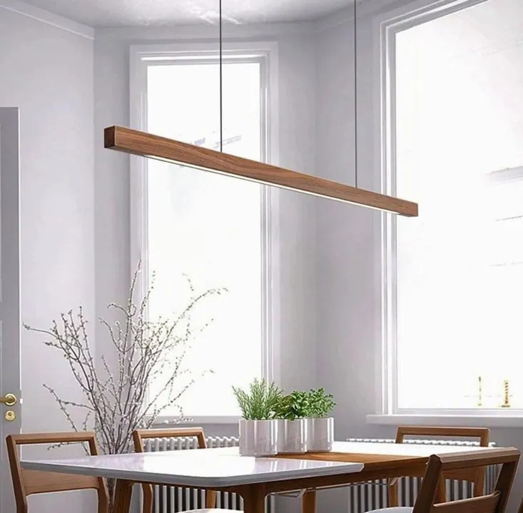 Linear Wood Bar Pendant Light — 1